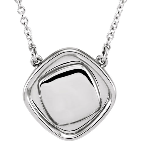 14k White Gold Cushion 18" Necklace