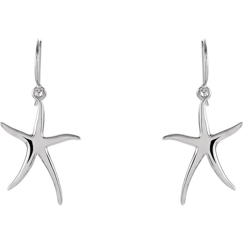 14k White Gold Starfish Earrings