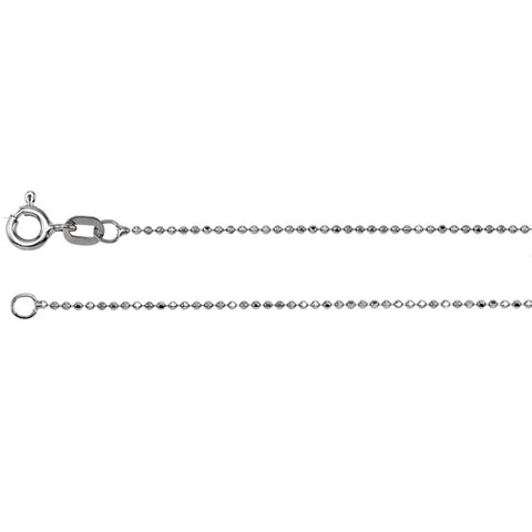 14k White Gold Solid Diamond-Cut Bead 20" Chain