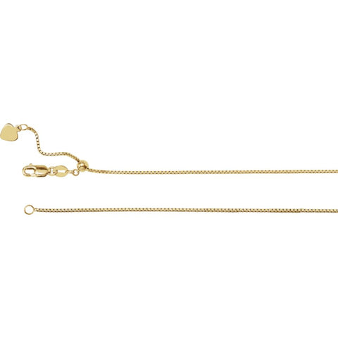14k Yellow Gold 1mm Adjustable Box 22" Chain