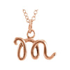 Letter "M" Lowercase Script Initial Necklace (18 Inch) in 14K Rose Gold