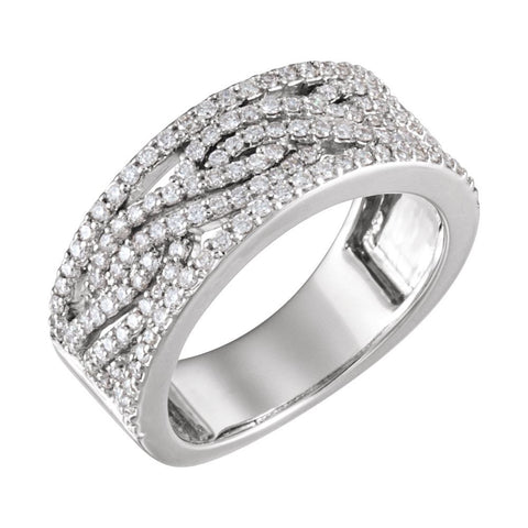 14k White Gold 3/4 CTW Diamond Anniversary Band, Size 7