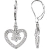 Pair of 0.06 CTTW Diamond Heart Design Earrings in Sterling Silver