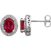 14K White Gold Created Ruby & 0.02 CTW Diamond Earrings