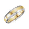 14K Two-Tone Gold 6mm Comfort Fit Beveled Edge Band Size 10.5