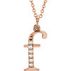 14k Rose Gold 0.03 ctw. Diamond Lowercase Letter "F" Initial 16-inch Necklace