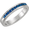 Blue Sapphire Classic Channel Set Anniversary Band in Platinum, Size 7