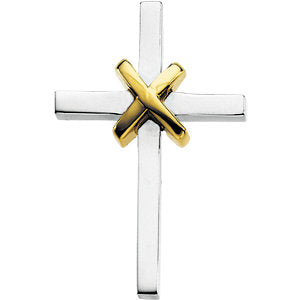 14k White/Yellow Gold Cross Pendant