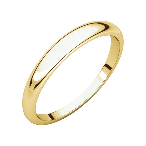 14k Yellow Gold 3mm Half Round Tapered Band, Size 6.5