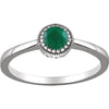 14k White Gold Emerald "May" Birthstone Ring, Size 7
