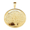 14K Yellow Gold Heart Print Oak Tree Pendant