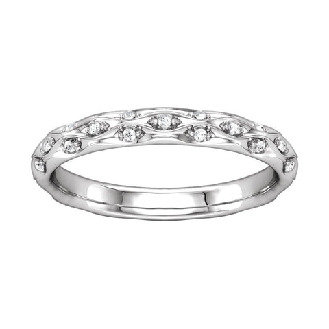 14k White Gold 1/5 CTW Diamond Sculptural-Inspired Eternity Band Size 5.5