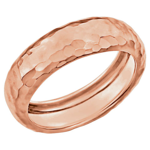 14k Rose Gold Hammered Ring Size 7