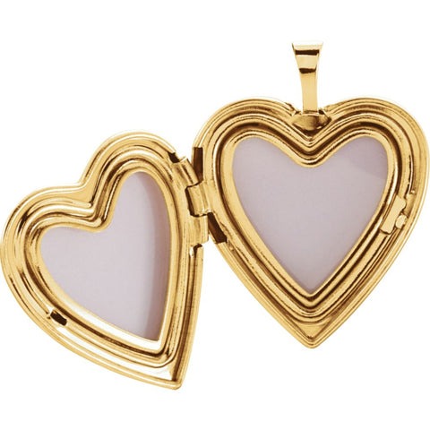 14k Yellow Gold 20.75x19.25mm Child & Mother Heart Locket
