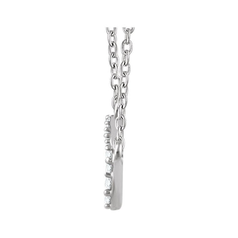 14k White Gold 1/6 CTW Diamond Rectangle Cluster 16-18" Necklace