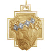 25.00x22.50 mm Head of Jesus Crown Cross Pendant with Diamond in 14K Yellow Gold