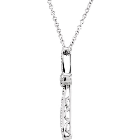 14k White Gold .05 CTW Diamond Cross 18" Necklace