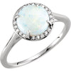 14k White Gold Opal & 0.05 ctw. Diamond Halo-Style Ring, Size 7