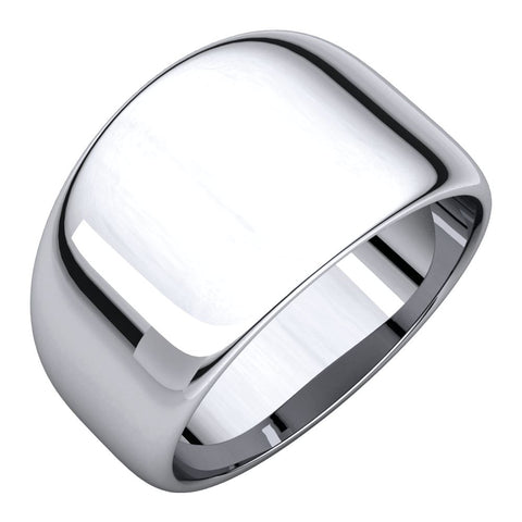 14k White Gold 10mm Half Round Tapered Band, Size 6.5