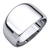 14k White Gold 10mm Half Round Tapered Band, Size 6.5
