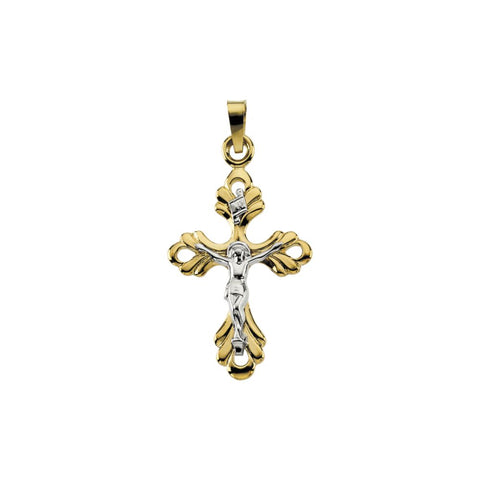 14K Yellow & White 24.25x16.75mm Crucifix Pendant