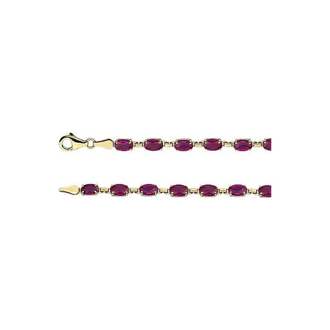14k Yellow Gold Lab-Grown Ruby 7" Bracelet