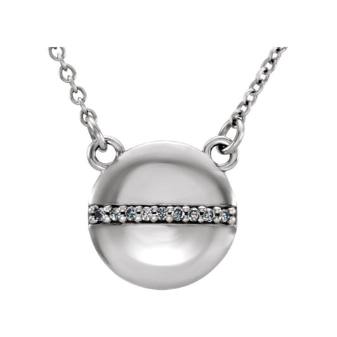 14k White Gold .025 CTW Diamond Circle 16" Necklace