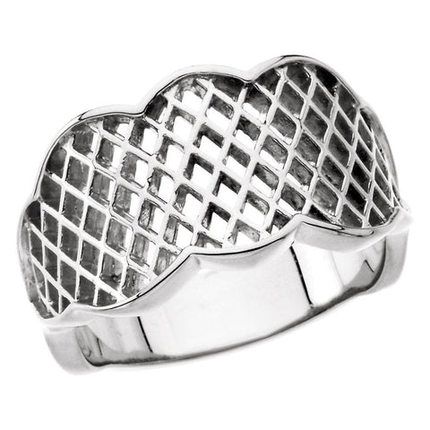 14k White Gold Latticework Band, Size 6