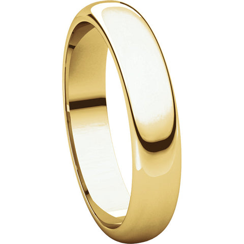 14k Yellow Gold 4mm Half Round Band, Size 8.5