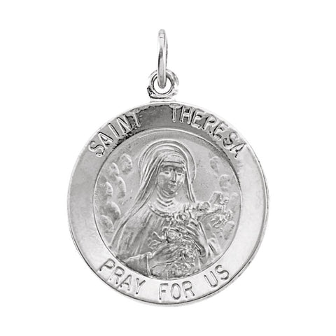 Sterling Silver 18mm Round St. Theresa 18" Necklace