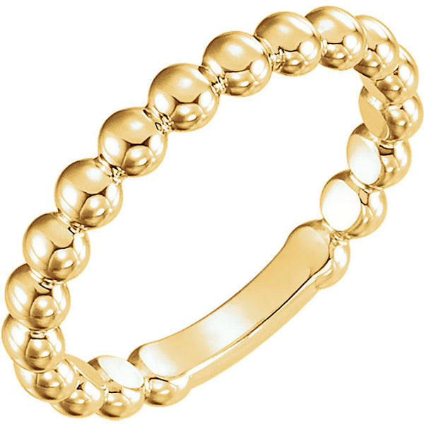 14k Yellow Gold 3mm Stackable Bead Ring, Size 7
