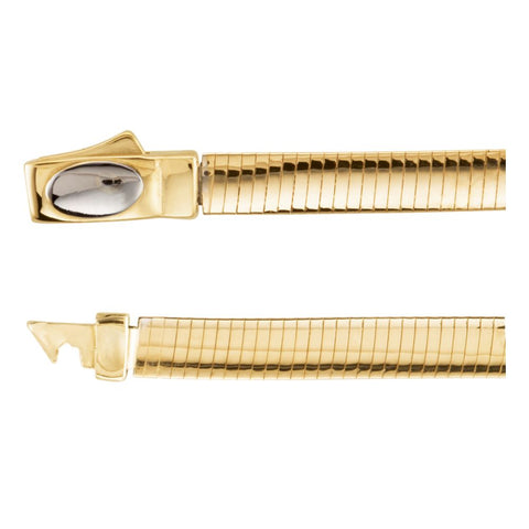 4 mm Two Tone Reversible Omega Chain in 14k White and Yellow Gold ( 16 Inch )