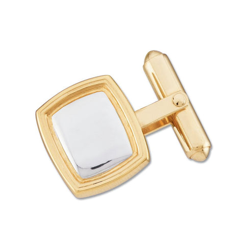 14K Yellow & White 14x16mm Square Cuff Link-Each