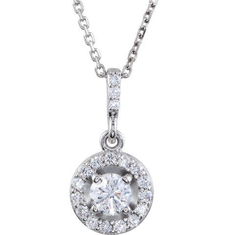 14k White Gold 1/2 CTW Diamond Halo-Style 18" Necklace