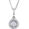 1/2 CTTW Halo-Styled Necklace in 14k White Gold ( 18 Inch Chain )
