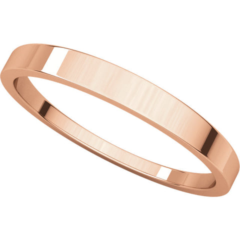 14k Rose Gold 2.5mm Flat Tapered Band, Size 6