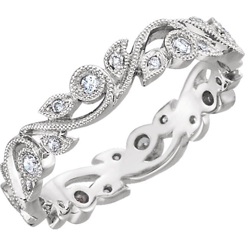 14k White Gold 1/4 CTW Diamond Eternity Band Size 6.5