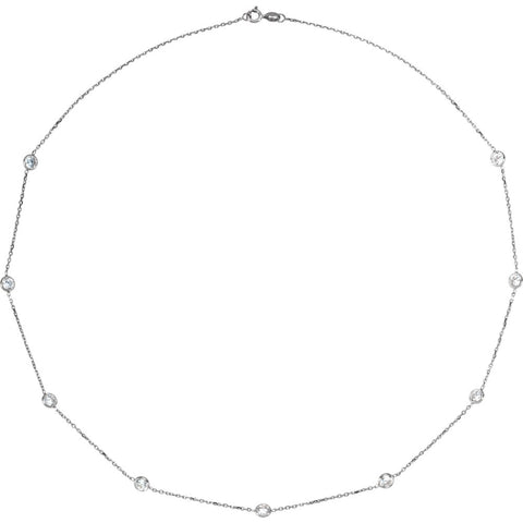 14k White Gold Cubic Zirconia 18" Necklace