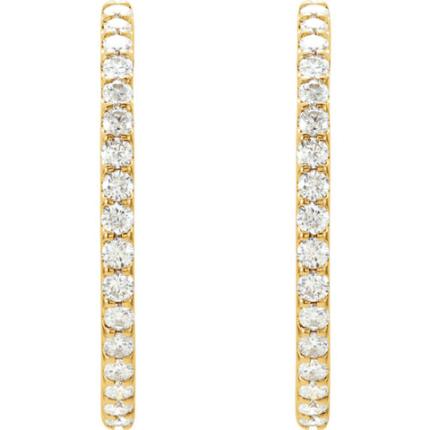 14k Yellow Gold 3 CTW Diamond Hinged Inside-Outside Hoop Earrings