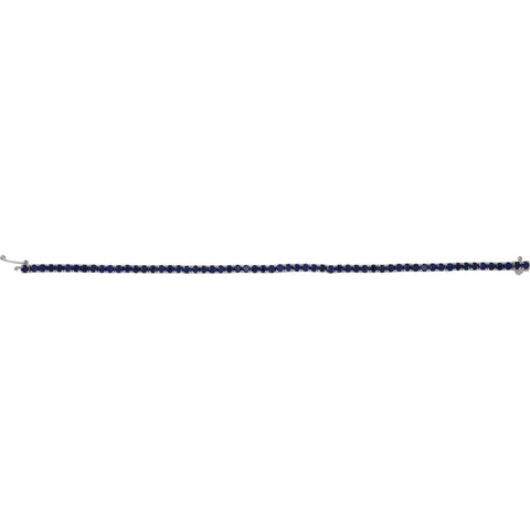14k White Gold Lab-Grown Blue Sapphire Line 7.25" Bracelet