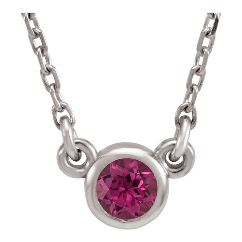 Sterling Silver Imitation Pink Tourmaline 16" Necklace