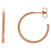 14k Rose Gold 21mm Rope Design Hoop Earrings
