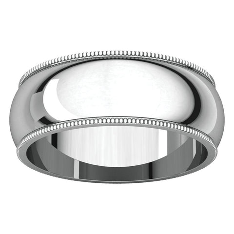 10k White Gold 7mm Milgrain Band, Size 13