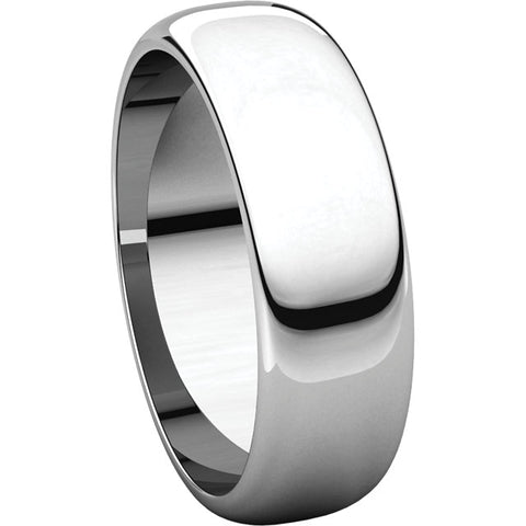Sterling Silver 6mm Half Round Band, Size 6