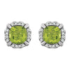 14k White Gold Peridot & 1/10 CTW Diamond Earrings