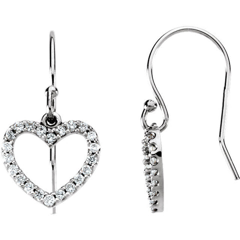 14k White Gold Heart Earrings