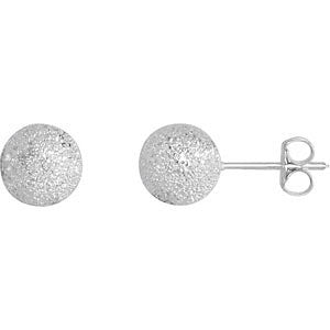 Sterling Silver 8mm Stardust Ball Earrings