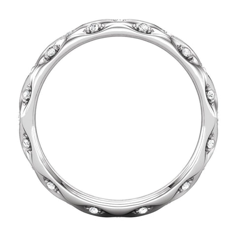 14k White Gold 1/5 CTW Diamond Sculptural-Inspired Eternity Band Size 5.5
