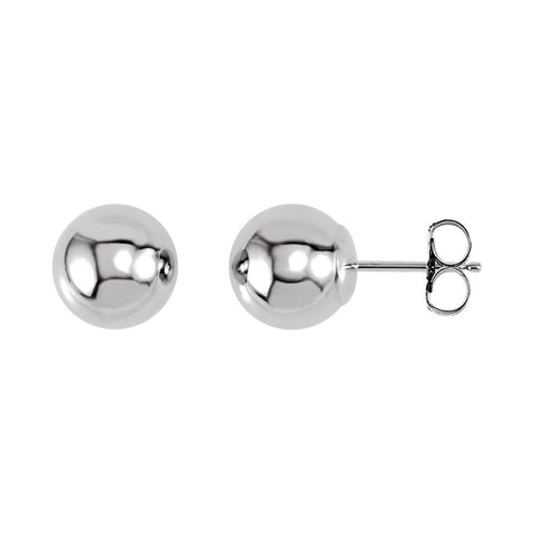 14k White Gold 8mm Ball Earrings with Bright Finish