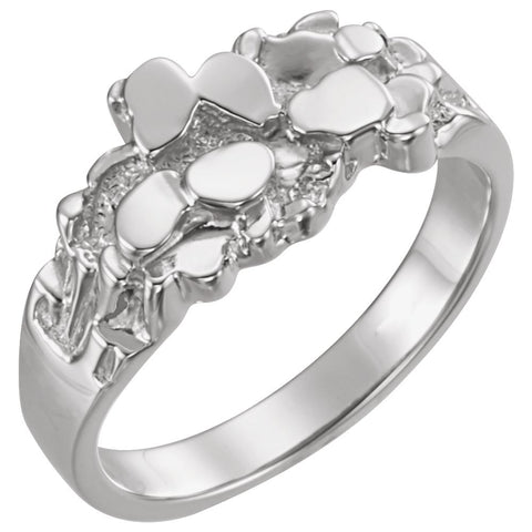 14k White Gold Nugget Ring Mounting, Size 11